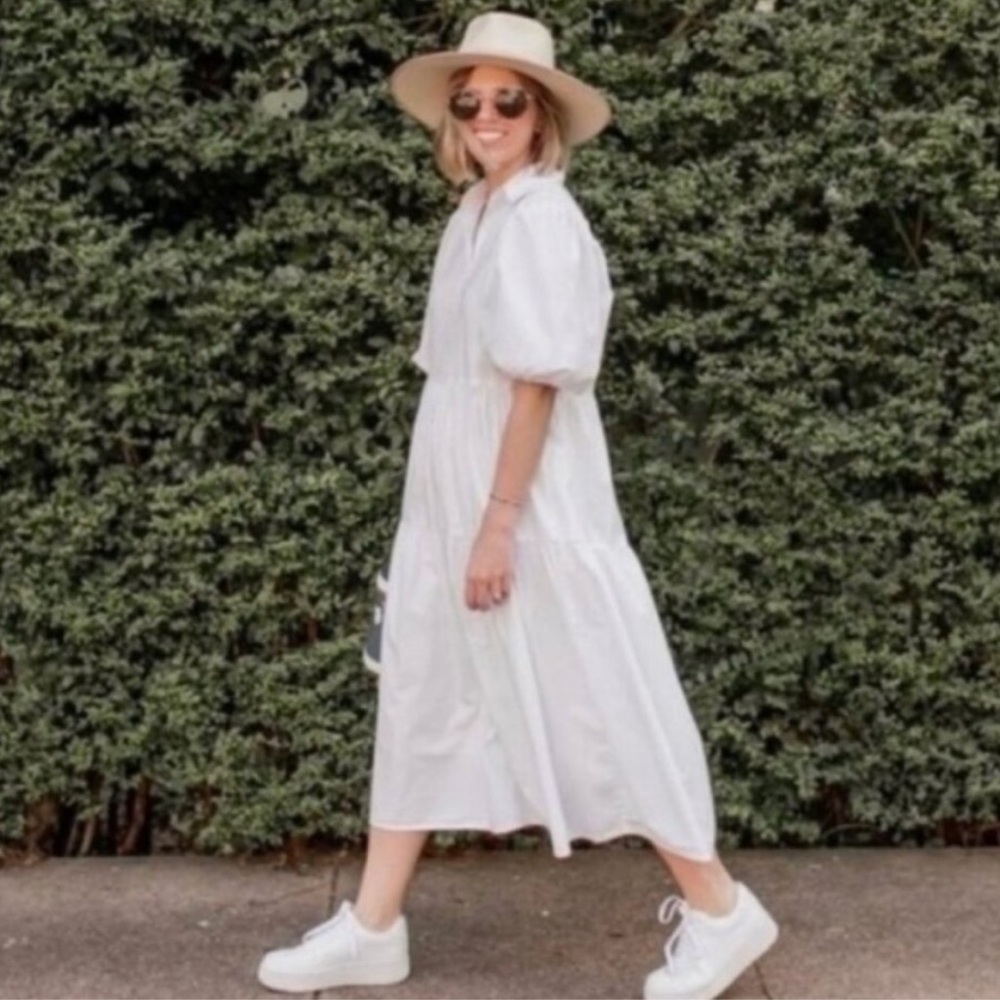 White Puff-Sleeve Maxi Dress - Casual Summer Dress